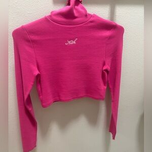 KITH Cropped Pink Turtleneck Top